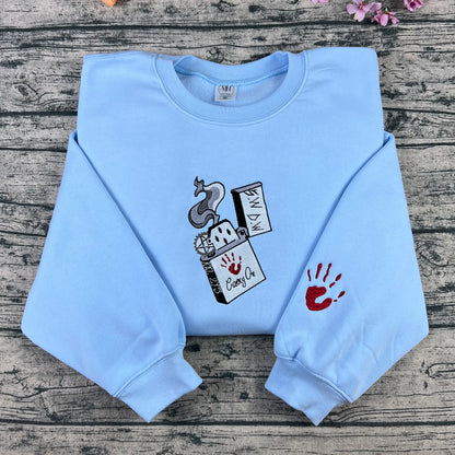 Supernatural KAZ 2Y5 Carry On Bloody Hand Embroidered Crewneck