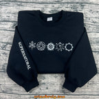 Supernatural symbols embroidered crewneck sweatshirt