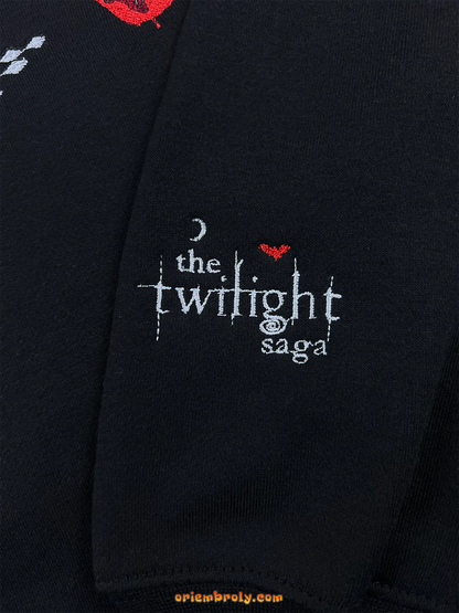 Book saga inspired black embroidered sweatshirt