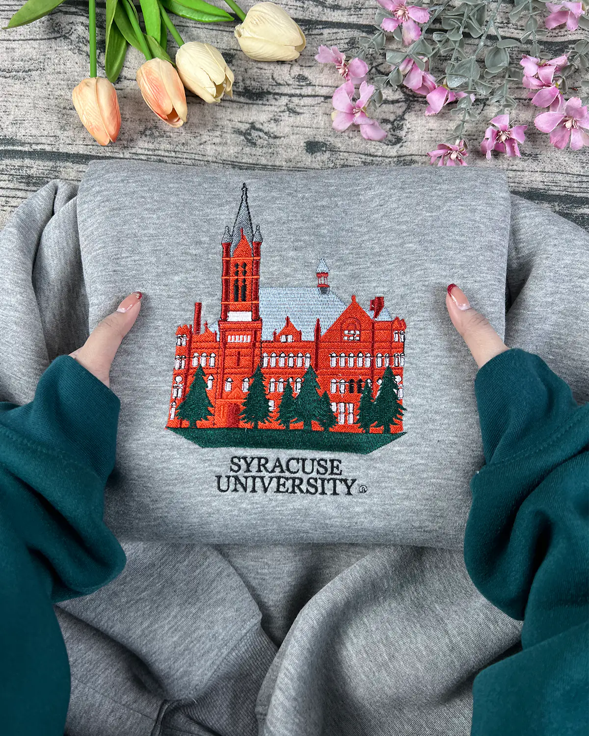 Custom embroidered Syracuse crewneck sweatshirt