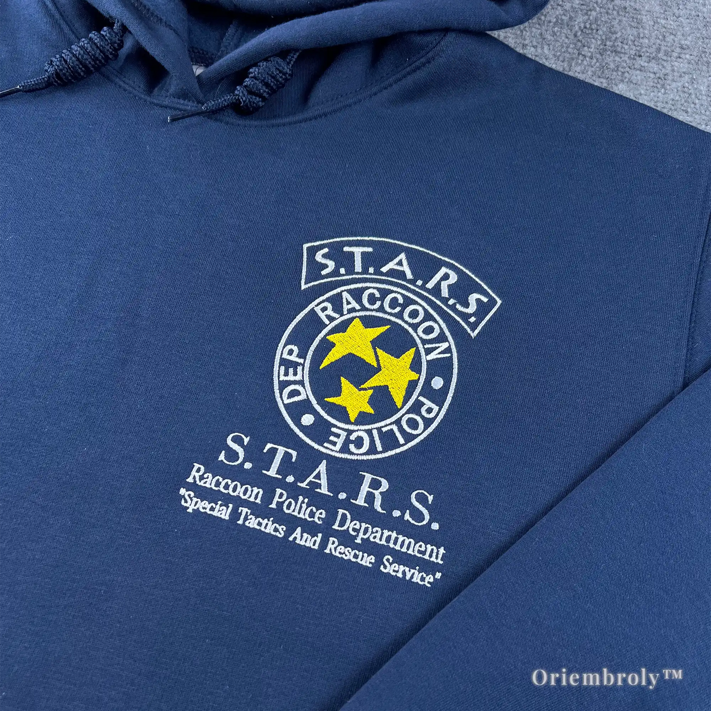 Retro Tactical Unit Embroidered Hoodie – Raccoon Police Style Survival Horror Sweatshirt