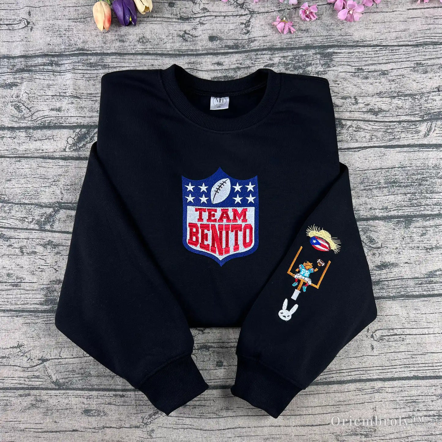 Team Benito Bowl embroidered football fan sweatshirt front view