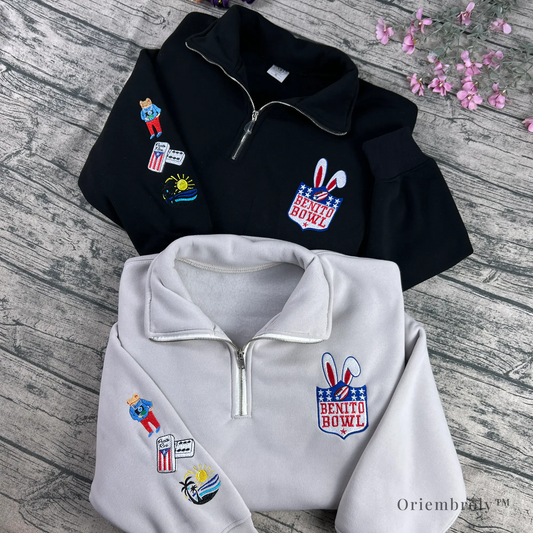 Team Benito football fan embroidered sweatshirt front view