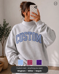 Custom Gingham Applique Preppy Varsity Soft Pink Mock Neck Sweatshirt