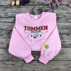 Tommen College rugby embroidered sweatshirt front view