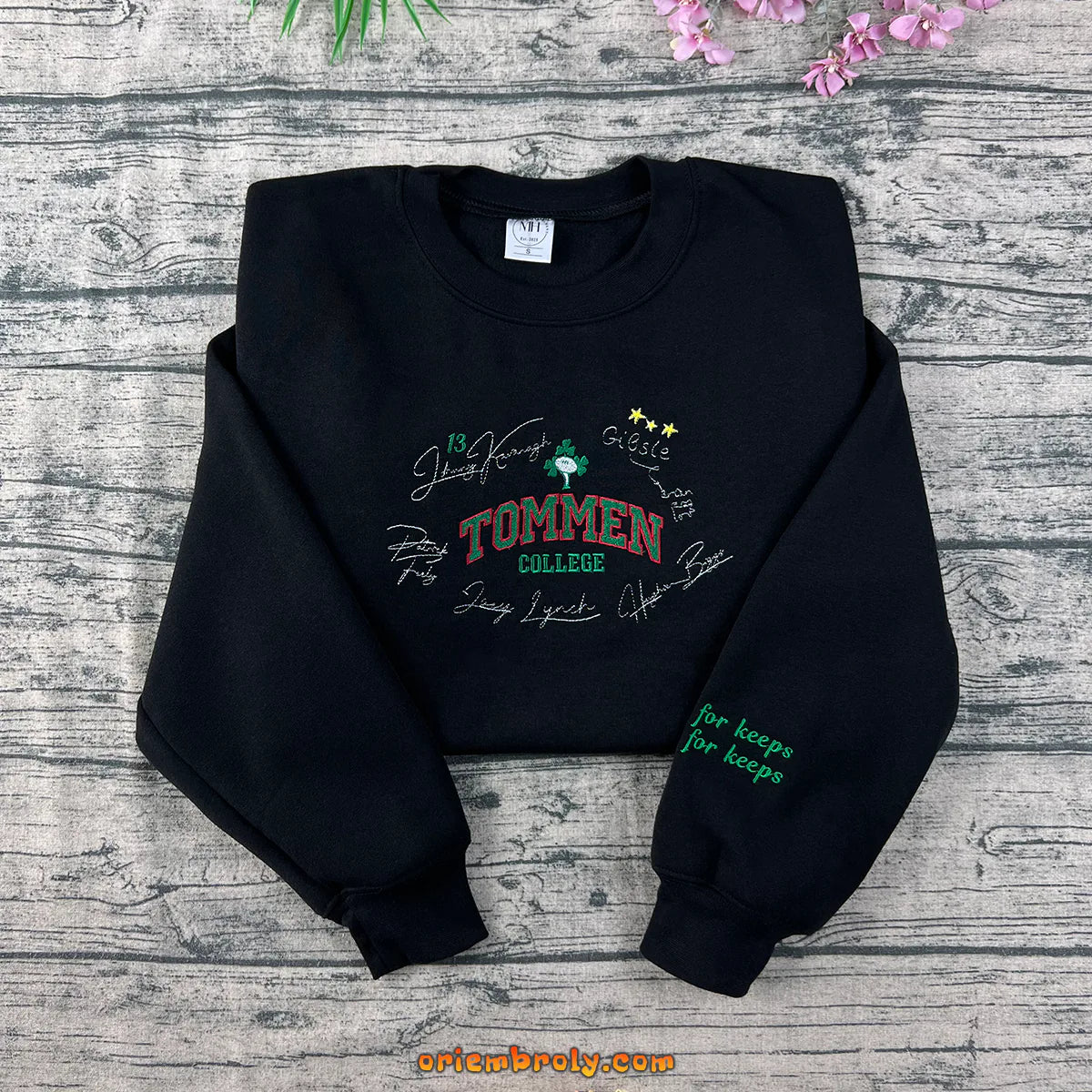 Tommen College embroidered sweatshirt inspired by Chloe Walsh books