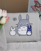 My Neighbor Totoro and forest spirits anime embroidered vintage crewneck sweatshirt in sand