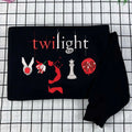 Twilight-inspired embroidered sweatshirt with book cover aesthetic design for fans of the Twilight book series