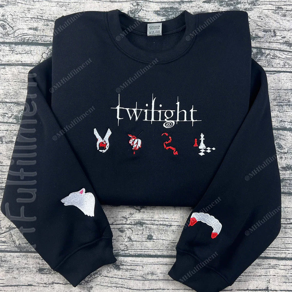 Book cover style Twilight crewneck with Edward Cullen