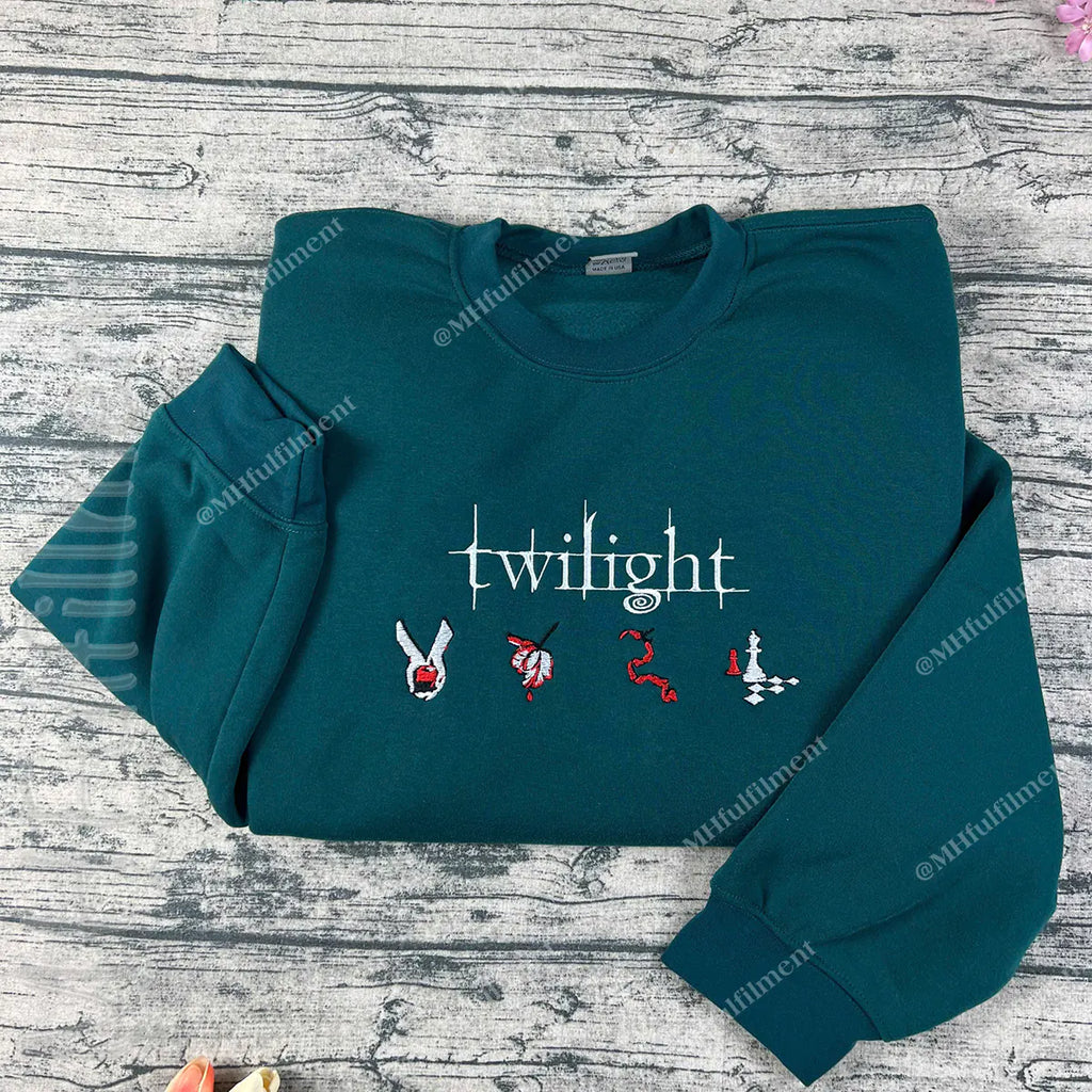 Twilight Saga sweatshirt with minimalist embroidery design