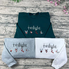 Twilight embroidered sweatshirt featuring Edward Cullen quote on a cozy crewneck
