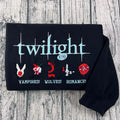 Twilight embroidered sweatshirt featuring Edward Cullen and Forks Washington design
