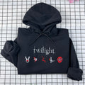 Twilight embroidered sweatshirt featuring Edward Cullen book cover design