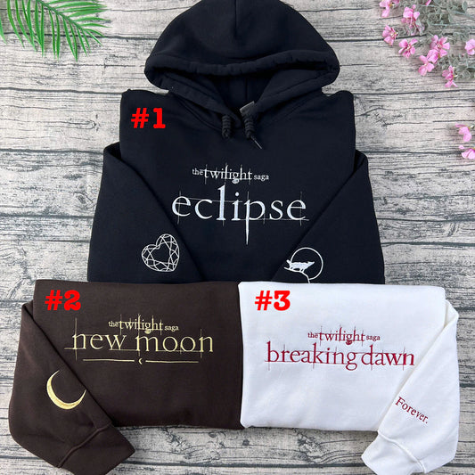 Twilight embroidered sweatshirt with book-inspired design