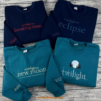 TR1002N oriembroly Twilight-inspired book cover embroidered crewneck