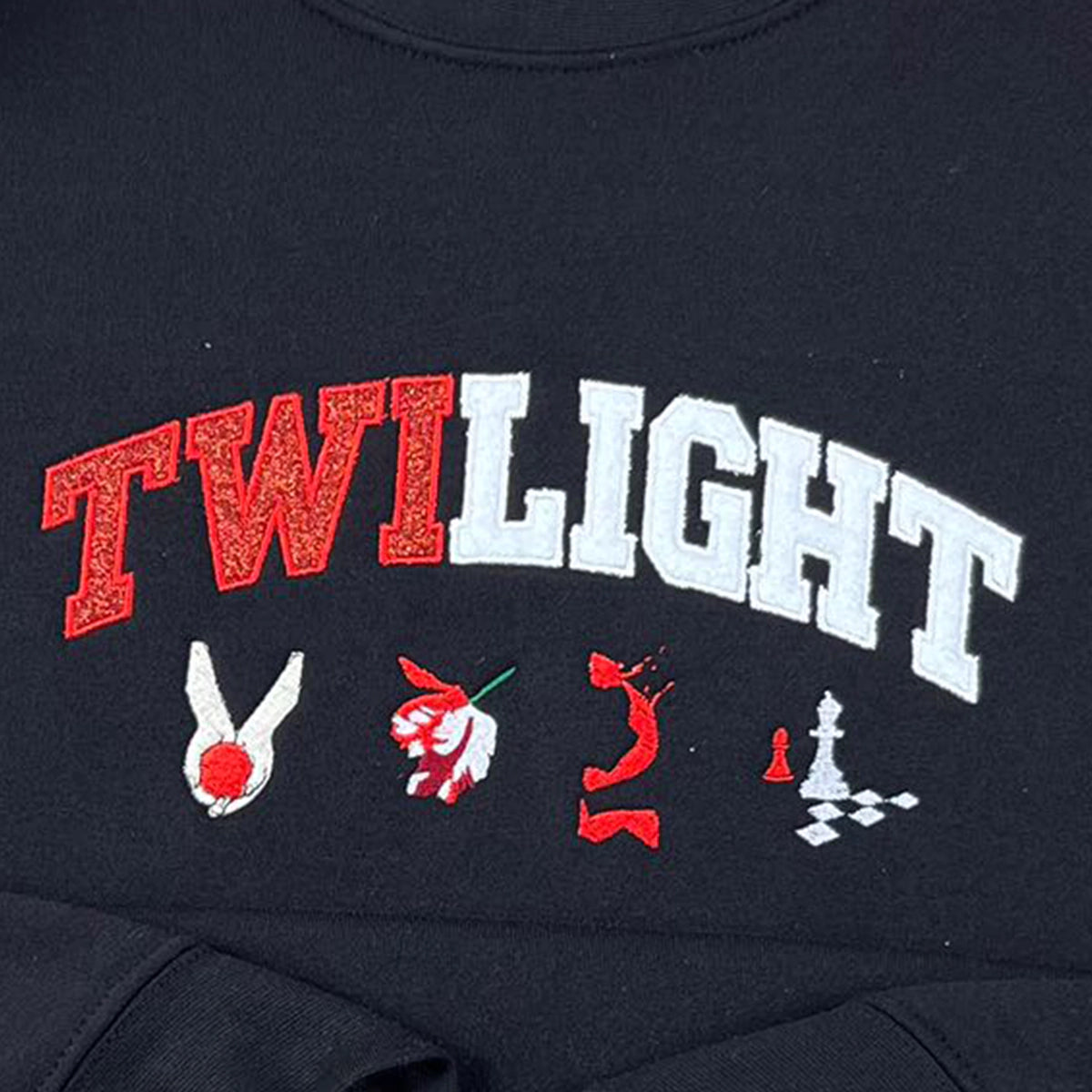 Edward Cullen vampire bookish embroidered crewneck inspired by the Twilight series.
