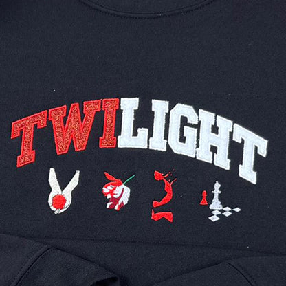 Edward Cullen vampire bookish embroidered crewneck inspired by the Twilight series.