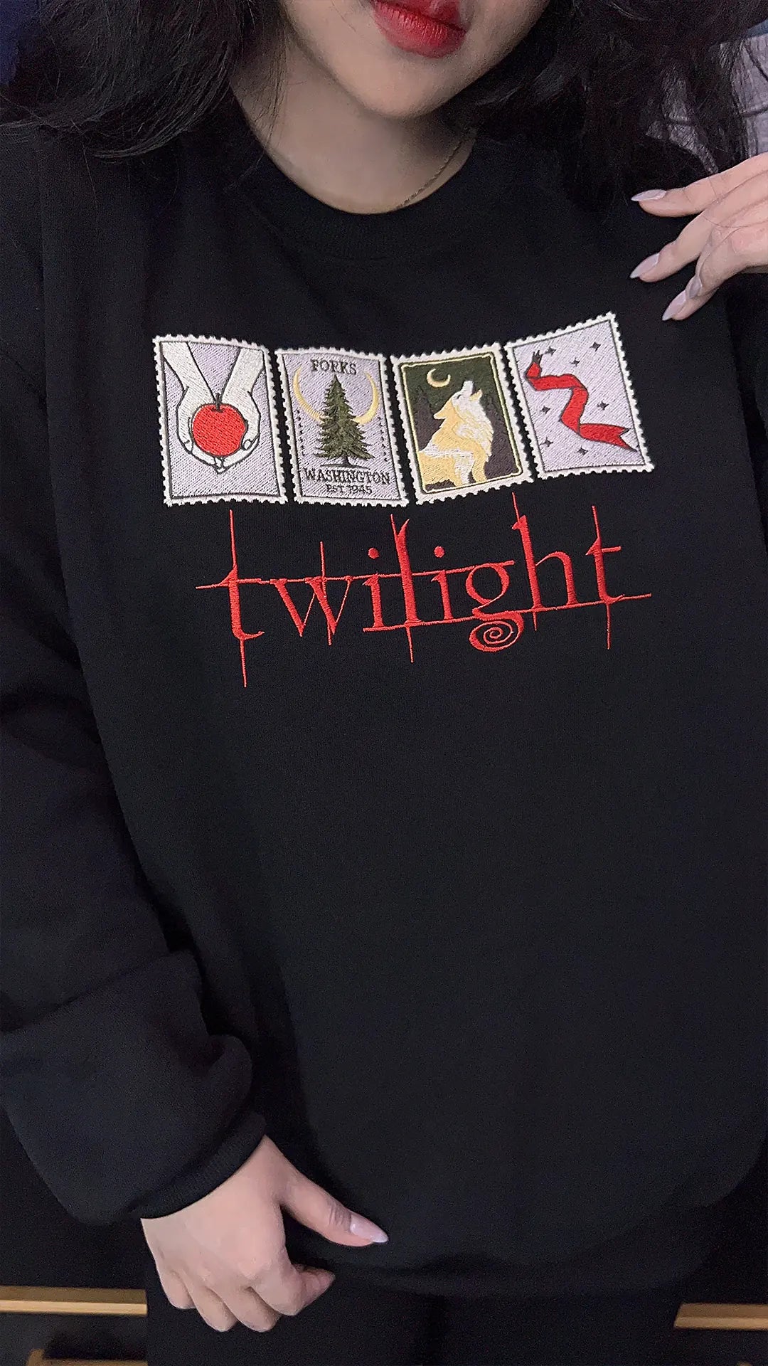 The Twilight Saga embroidered sweatshirt – cozy Twilight inspired shirt, perfect Forks Washington bookish gift