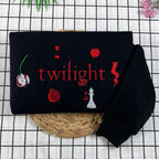 Twilight Saga embroidered sweatshirt crewneck featuring Edward Cullen, perfect bookish hoodie for Twilight fans.