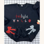 Twilight Side Bow Embroidered Sweatshirt with book cover design