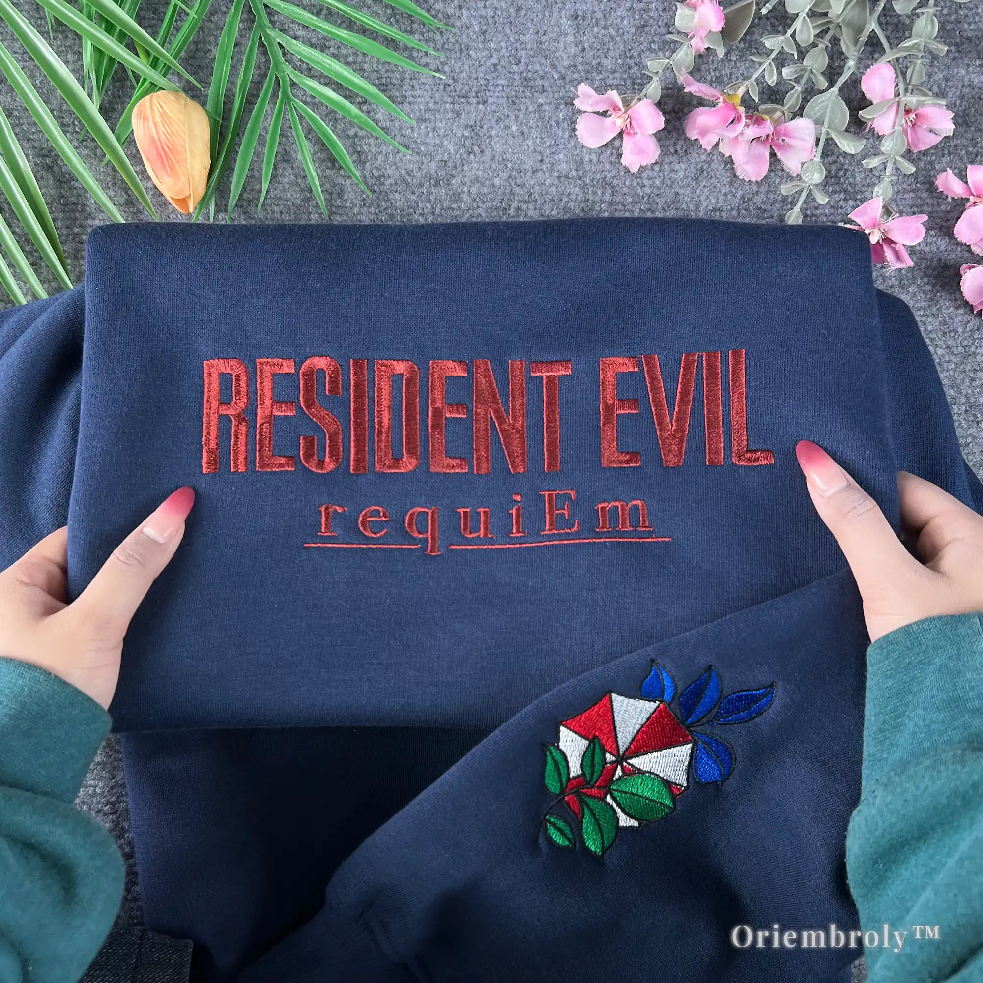 High-quality Umbrella Corporation logo embroidered pullover, perfect for Resident Evil fans.