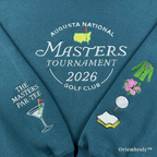 Unique gift idea for golf lovers: Masters Tournament sweatshirt with a playful "Par-Tee" martini glass embroidered on the sleeve. Stylish and high-quality golf-themed apparel