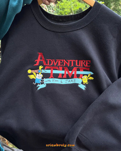 Detailed embroidery of Adventure Time characters