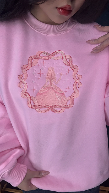 Unisex embroidered couple shirts in pink and green