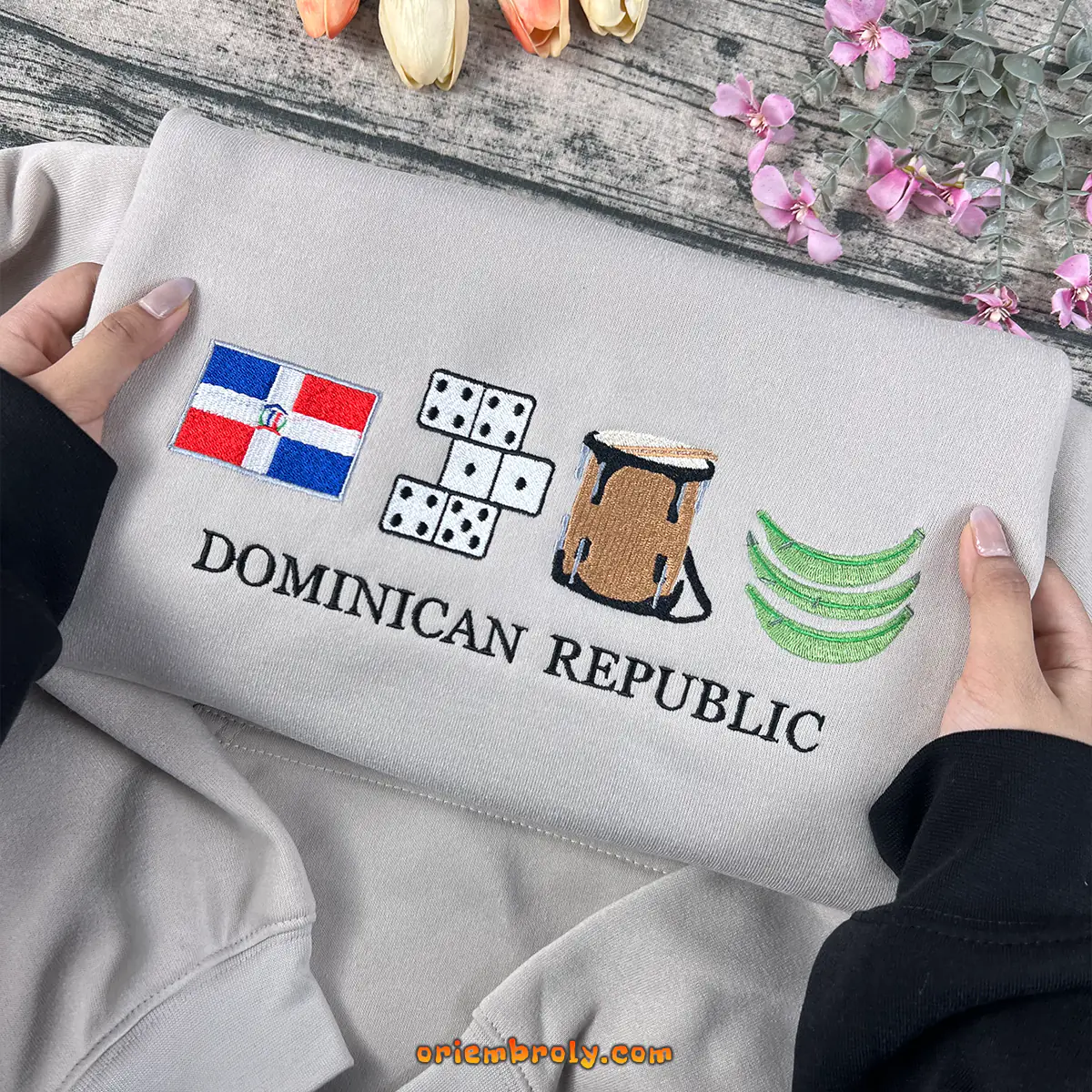 Unisex Dominican pride hoodie with front chest embroidery