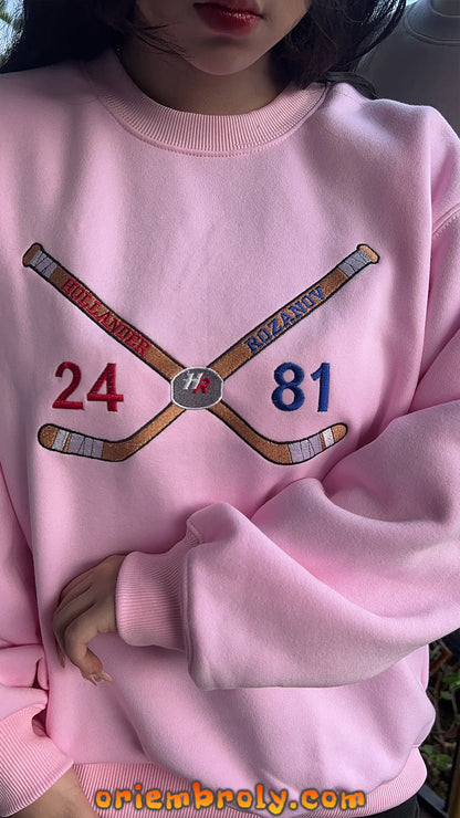 Embroidered hockey sweatshirt for game day wear