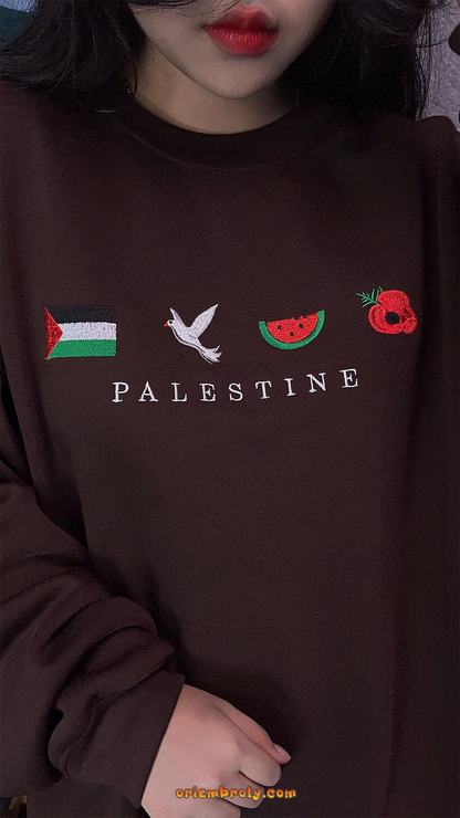 Watermelon Palestine symbol embroidered sweater