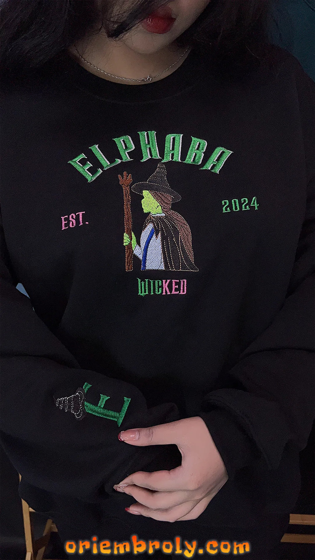 Unisex witch embroidered hoodie in soft cotton blend