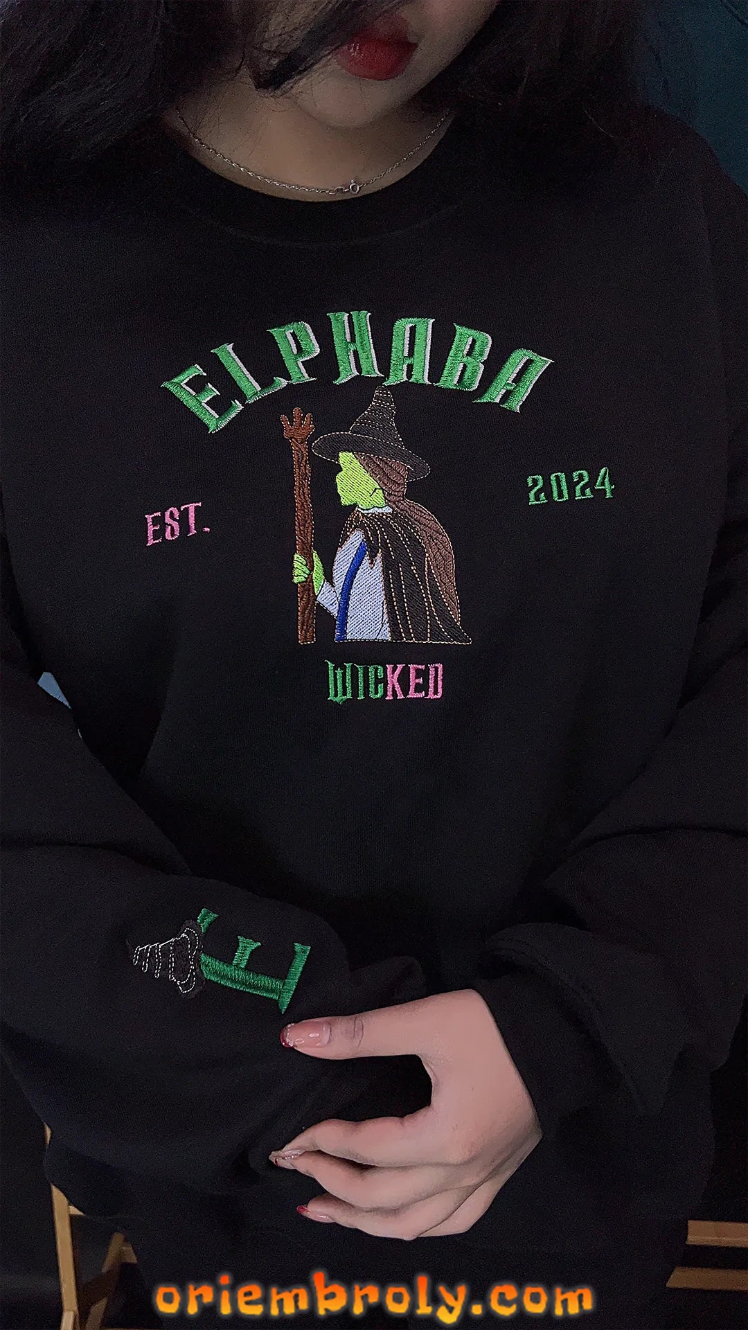 Unisex witch embroidered hoodie in soft cotton blend