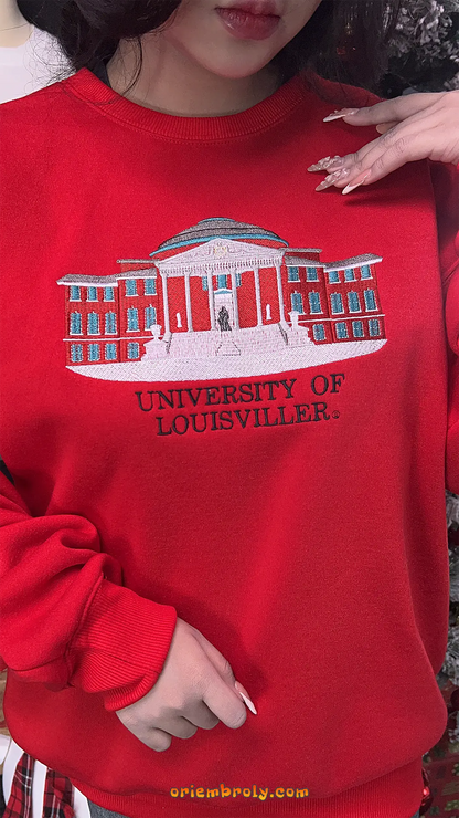 Louisville Cardinals inspired embroidered sweatshirt