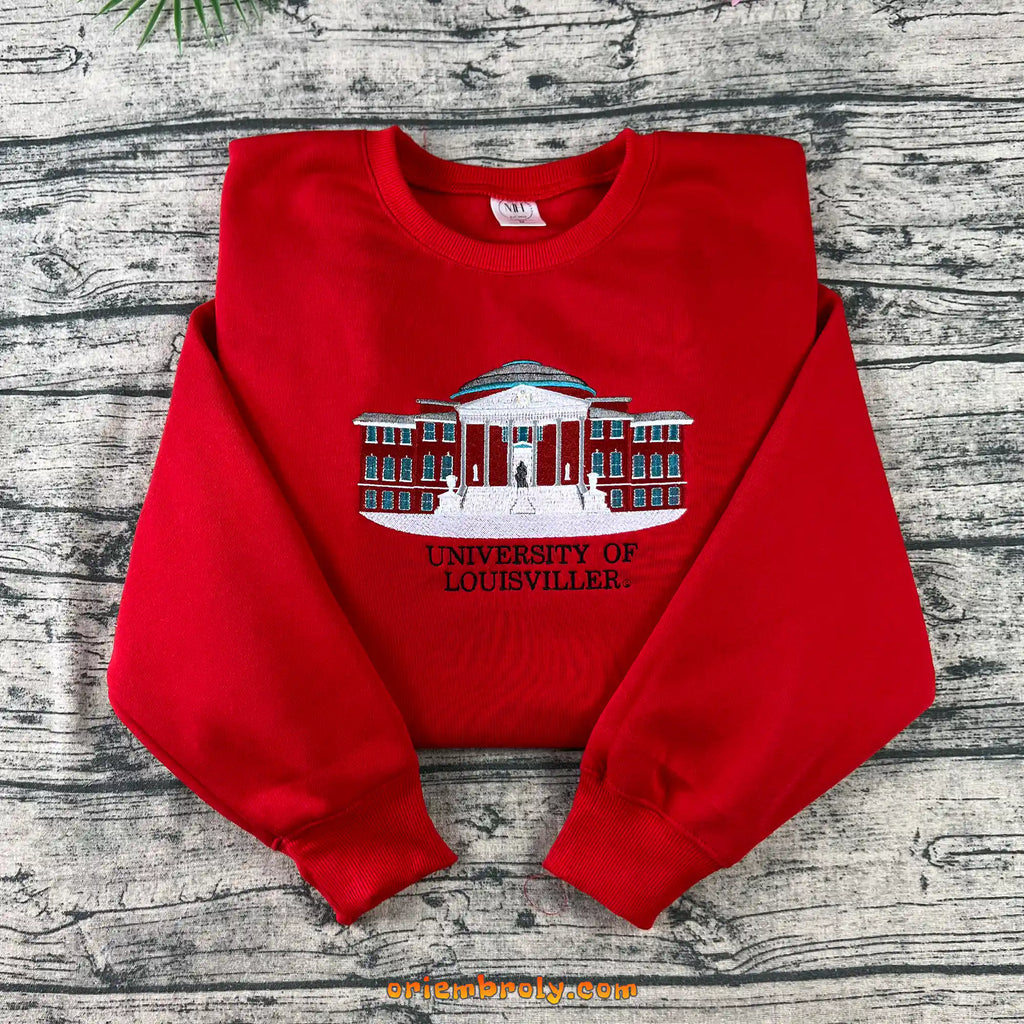 KG1026 Oriembroly University of Louisville UofL embroidered crewneck sweatshirt