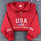 USA 250 years of freedom sweatshirt embroidered patriotic design