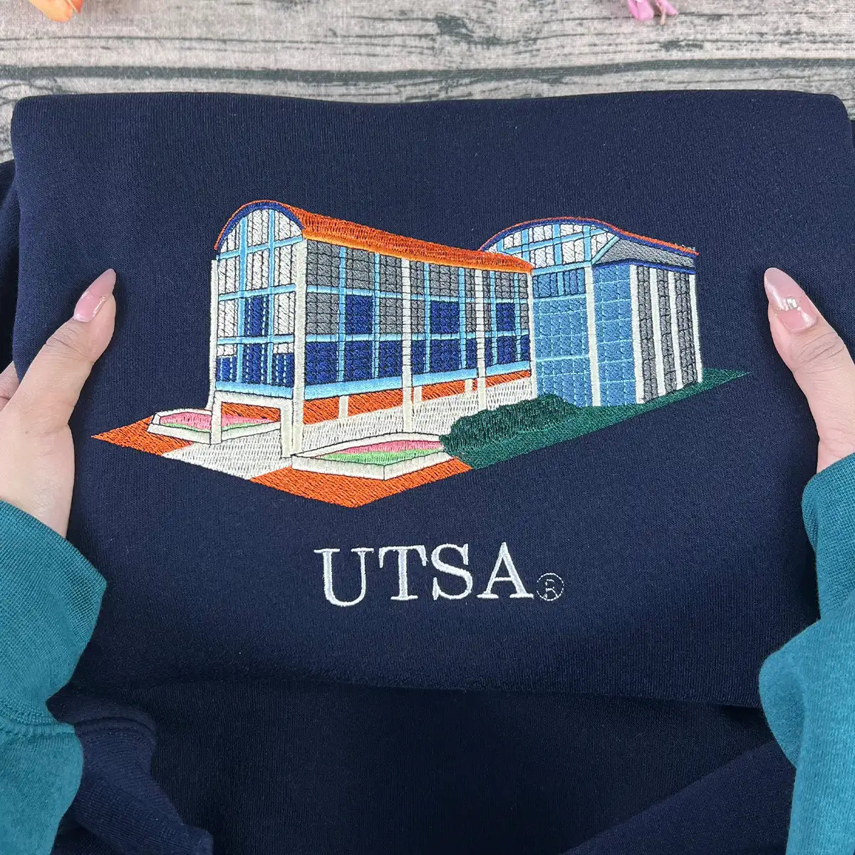 UTSA college crewneck with clean embroidery