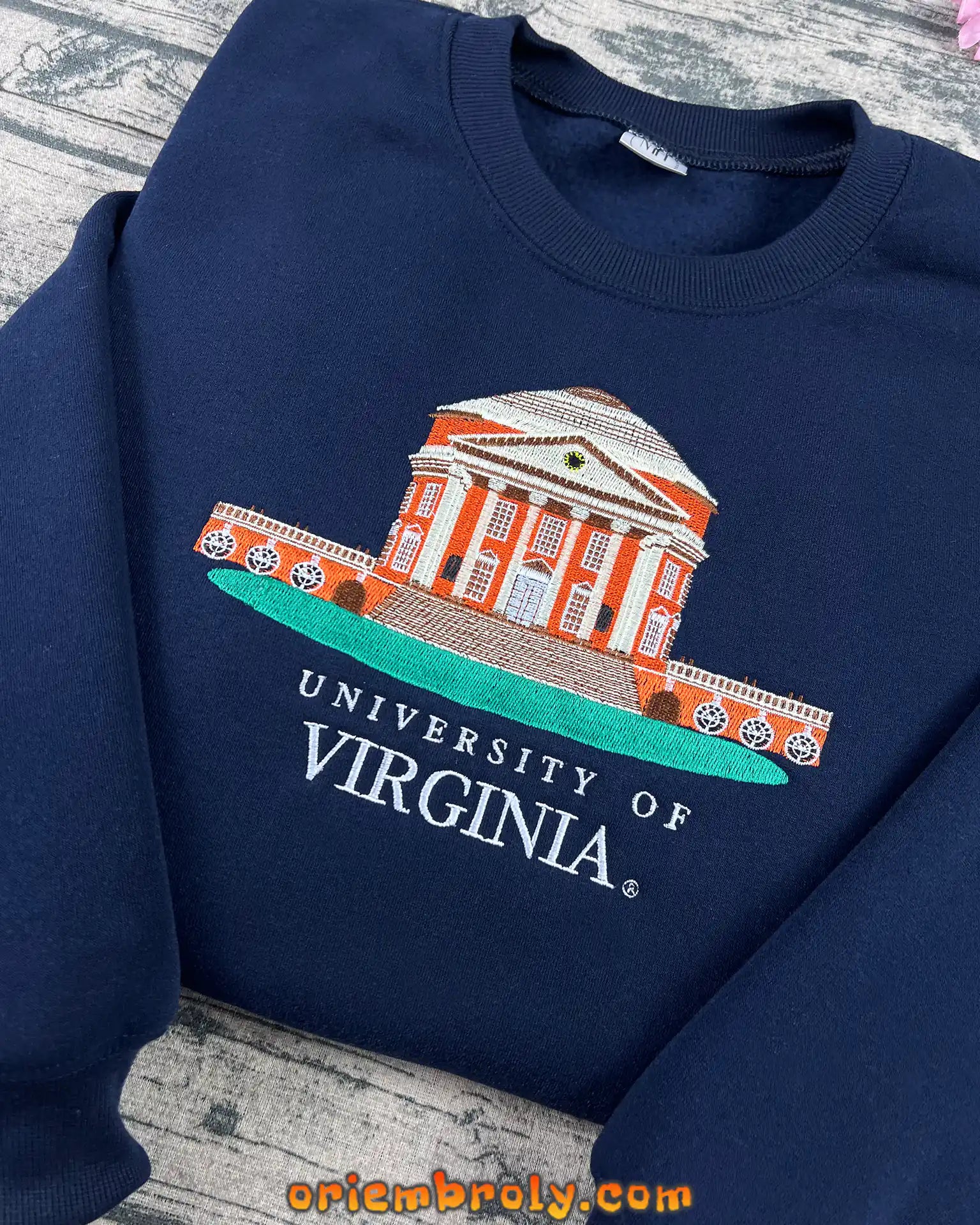 UVA college crewneck with clean embroidery