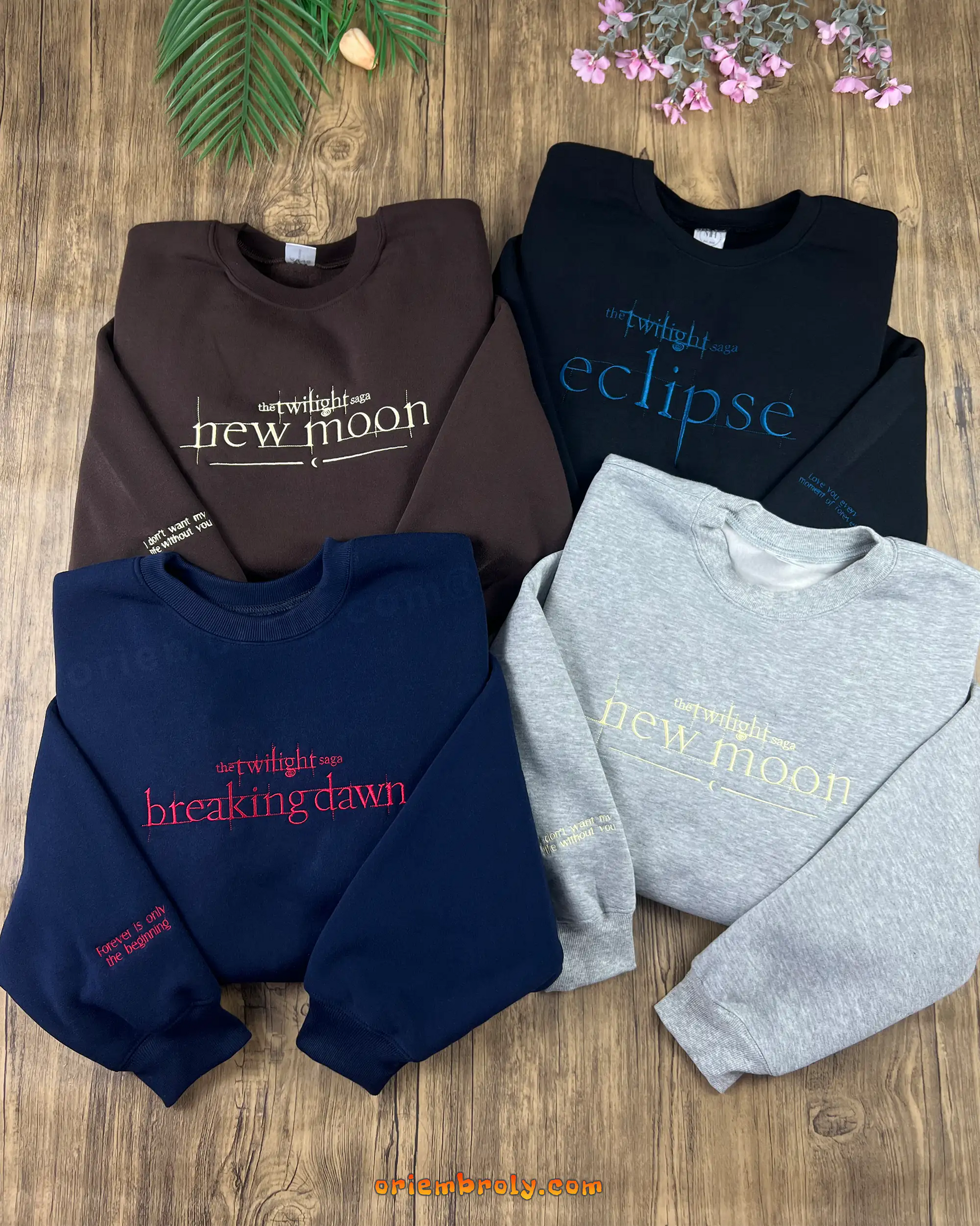 Embroidered vampire romance sweatshirt with moon design