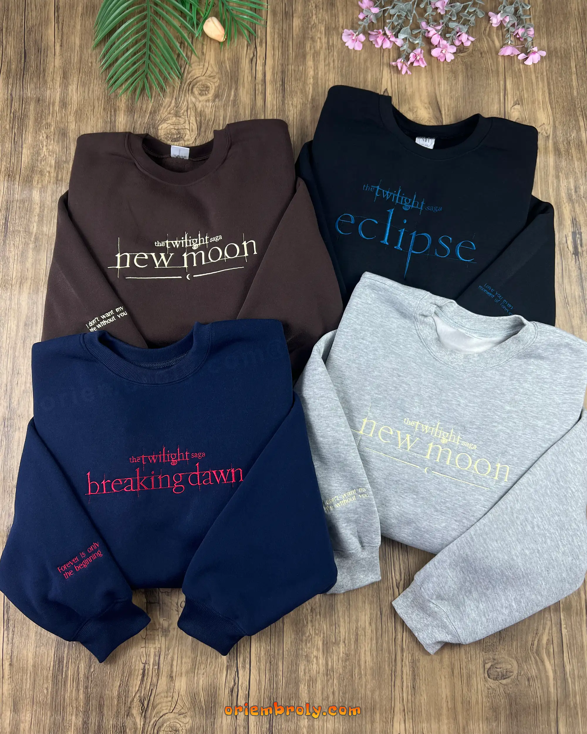 Embroidered vampire romance sweatshirt with moon design