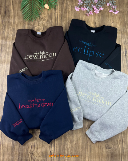 Embroidered vampire romance sweatshirt with moon design