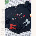Embroidered vampire and wolf romance hoodie for Twilight fans