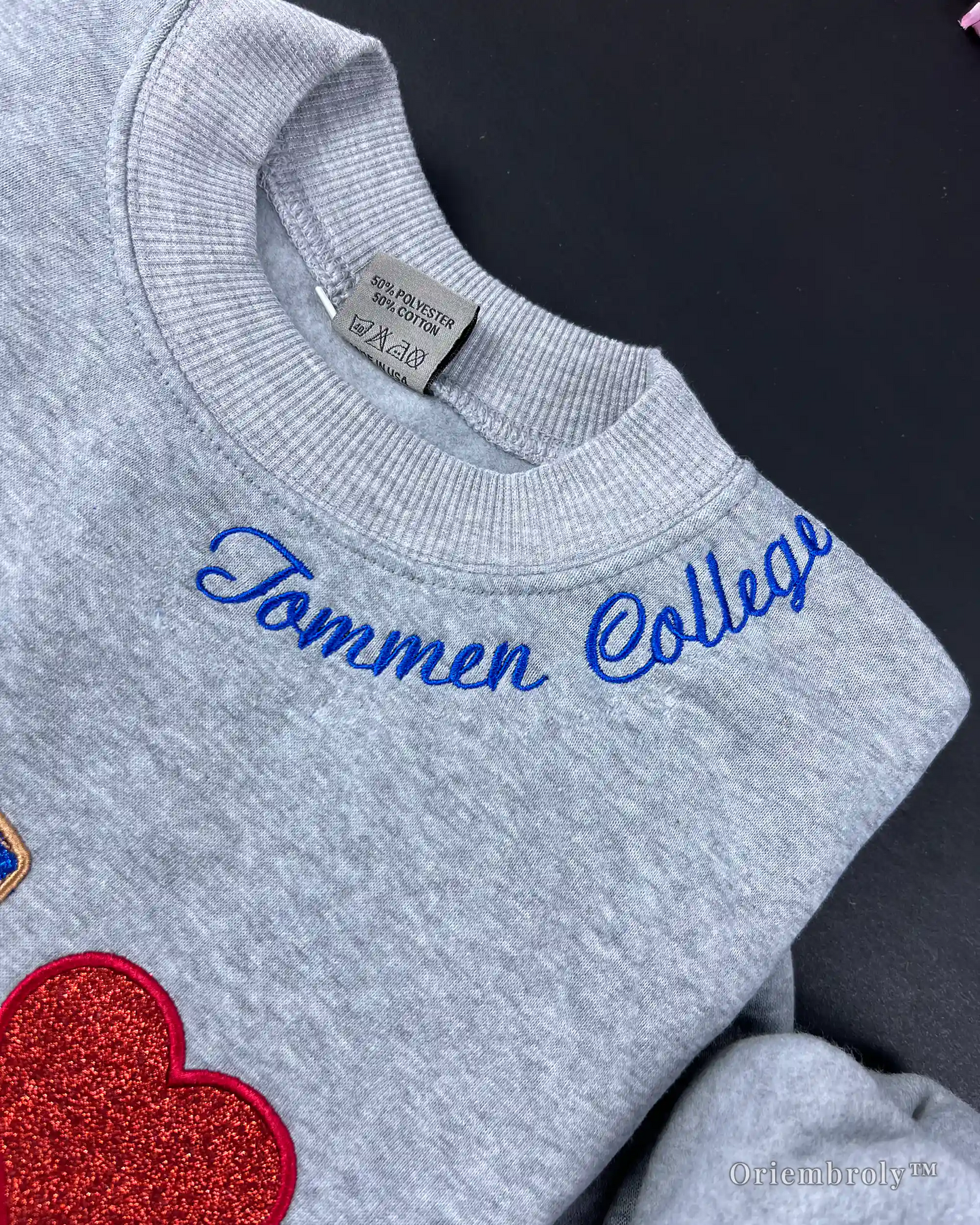 varsity number embroidered crewneck