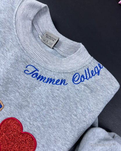 varsity number embroidered crewneck