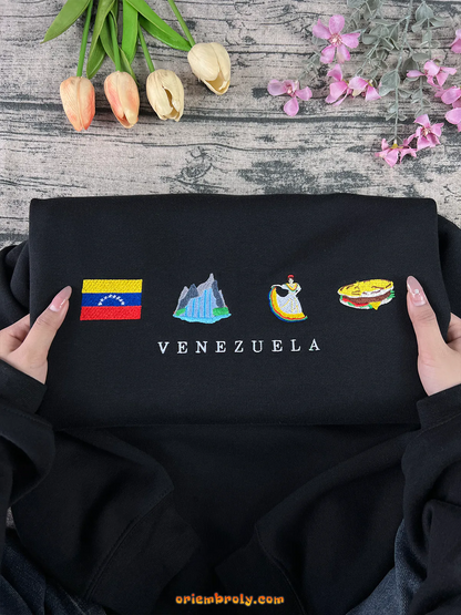 Iconic Venezuela symbols embroidered sweatshirt