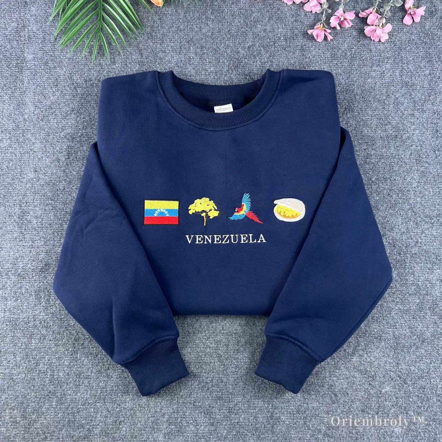 Venezuela embroidered crewneck sweatshirt with cultural icons