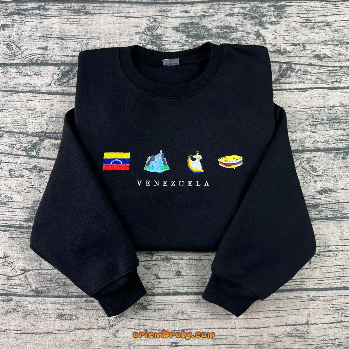 Venezuela embroidered crewneck sweatshirt with flag