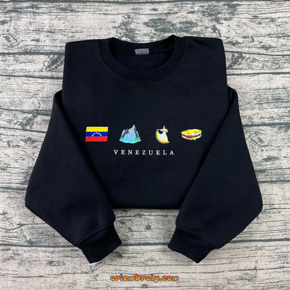 Venezuela embroidered crewneck sweatshirt with flag