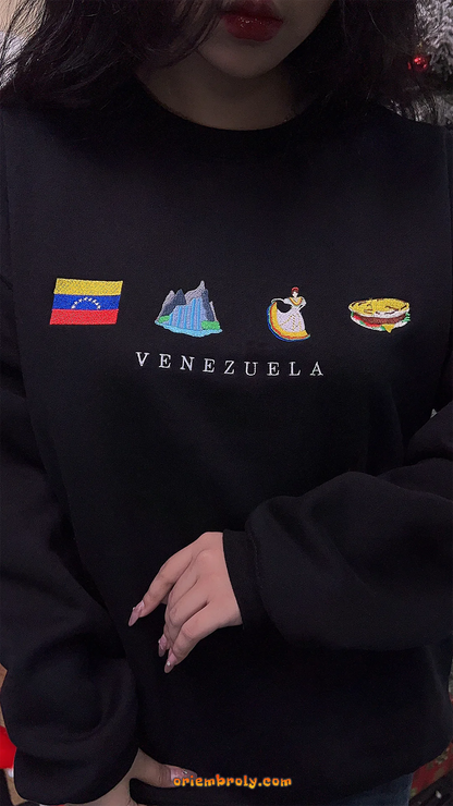 Cozy Venezuelan flag embroidered sweater