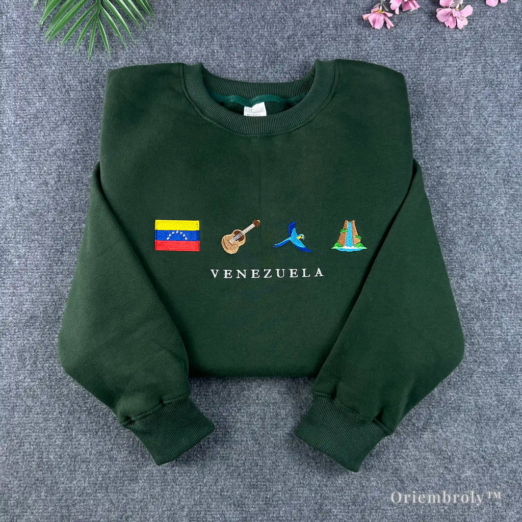 Venezuela embroidered sweatshirt with cultural icons design